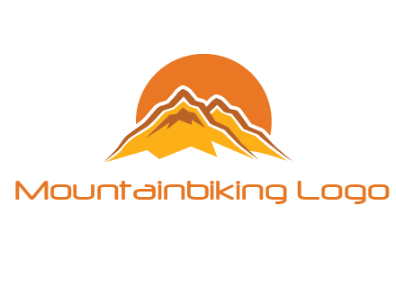 rocky mountains with sunrise icon