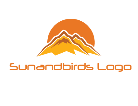 rocky mountains with sunrise icon