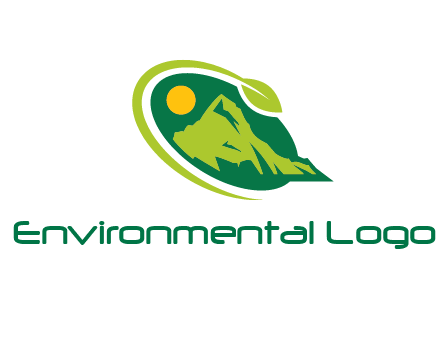 leaf swoosh and mountain logo
