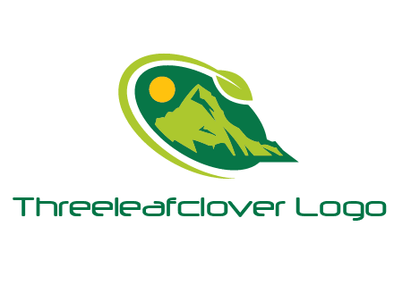 leaf swoosh and mountain logo