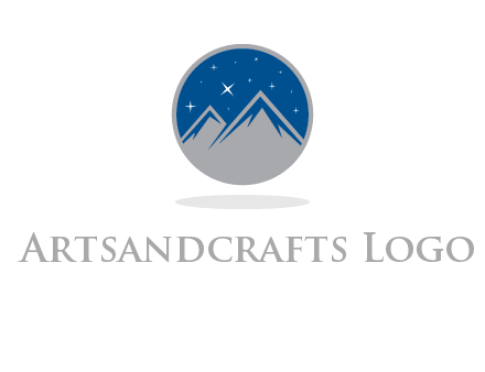 mountain peaks in circle with stars logo