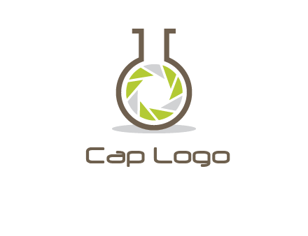 lens inside chemical flask icon