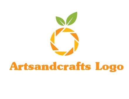 camera lens in an orange fruit shape logo