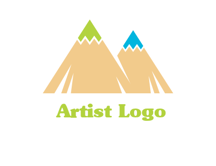 color pencil tips in mountain peak shape logo