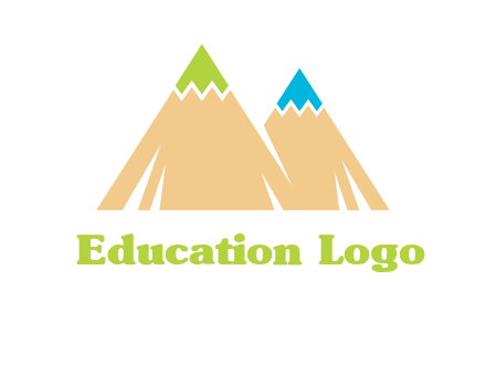 color pencil tips in mountain peak shape logo