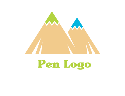 color pencil tips in mountain peak shape logo