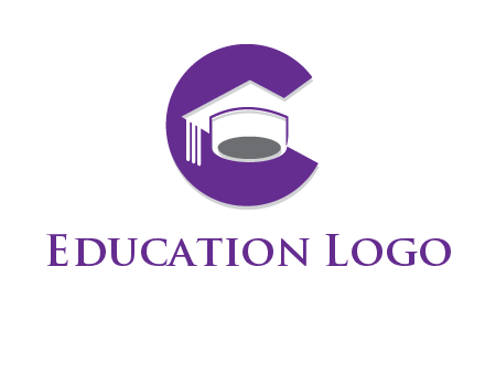 graduation hat in letter C logo