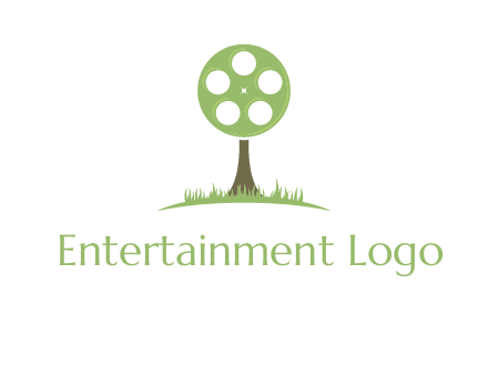 film reel on tree logo