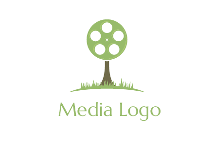 film reel on tree logo
