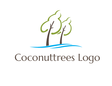 abstract trees and waves logo