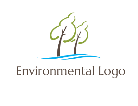 abstract trees and waves logo