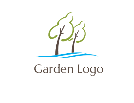 abstract trees and waves logo