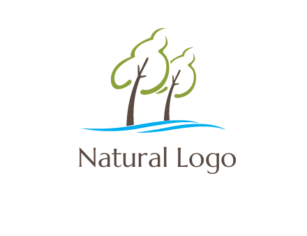 abstract trees and waves logo