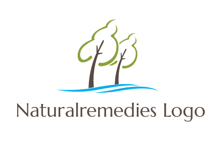 abstract trees and waves logo
