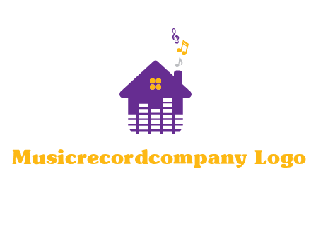 music equalizer bars in a home with music notes logo