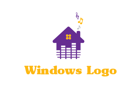 music equalizer bars in a home with music notes logo