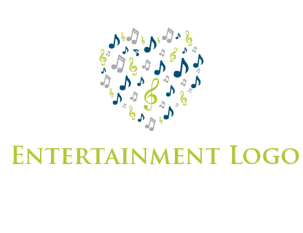 heart shaped music notes logo icon