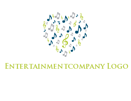 heart shaped music notes logo icon