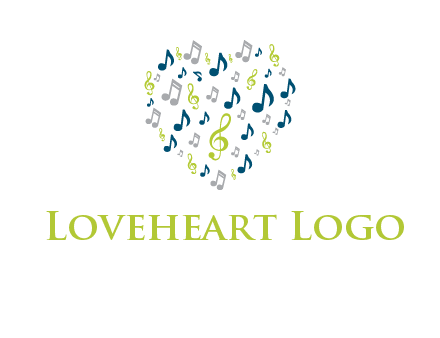 heart shaped music notes logo icon