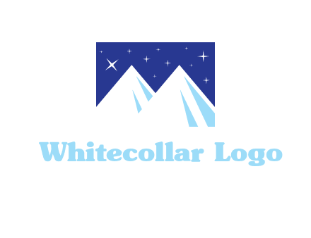 ski mountain peaks with stars icon