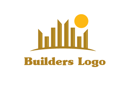 abstract skyline with sun logo