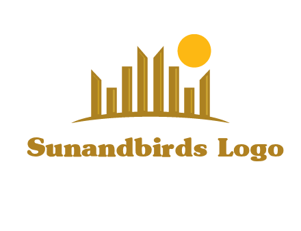 abstract skyline with sun logo