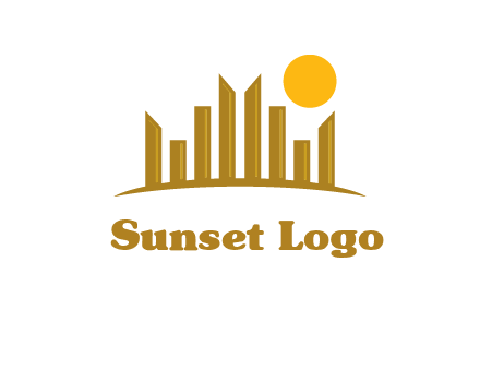 abstract skyline with sun logo