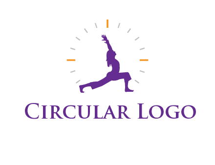 woman doing yoga with clock ticks logo