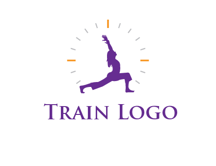 woman doing yoga with clock ticks logo