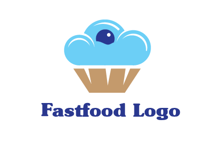 cloud forming cupcake with berry food logo