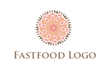 abstract spiral cupcake with flower food logo