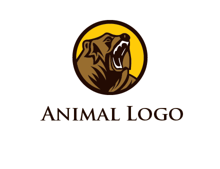 wild bear illustration in circle