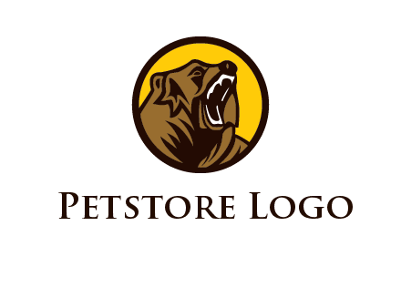 wild bear illustration in circle