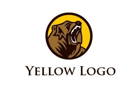 wild bear illustration in circle