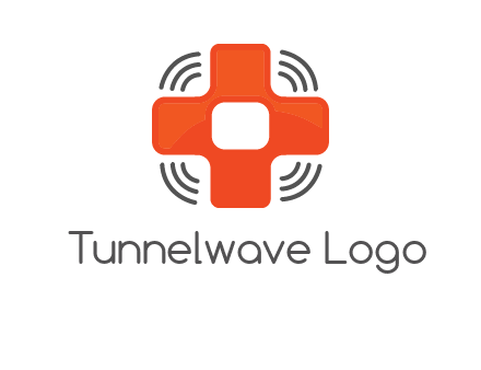 cross with broadcasting waves in communication logo