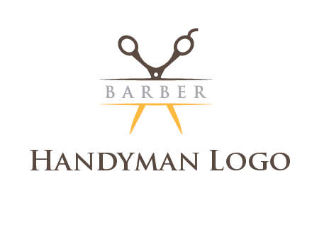 open scissors in barber logo