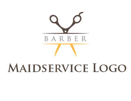 open scissors in barber logo