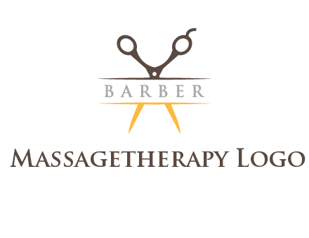 open scissors in barber logo