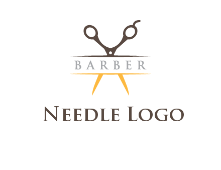 open scissors in barber logo