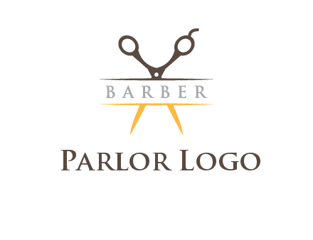 open scissors in barber logo
