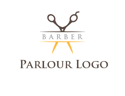 open scissors in barber logo
