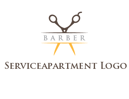 open scissors in barber logo