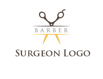open scissors in barber logo