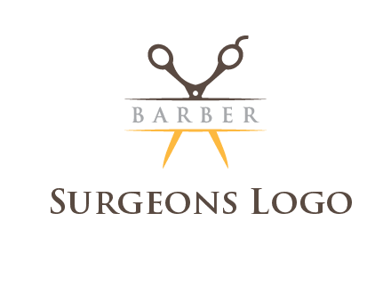 open scissors in barber logo