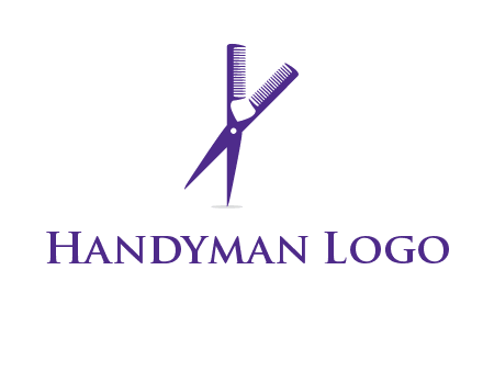 comb and scissors barber logo