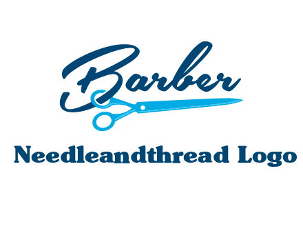 scissor entwined with barber logo