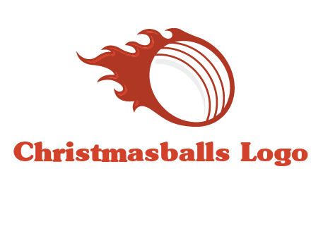 cricket ball fire sports logo