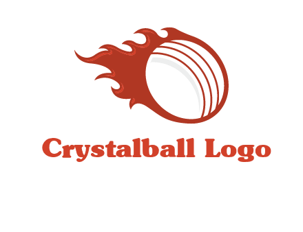 cricket ball fire sports logo