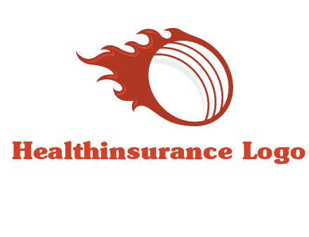 cricket ball fire sports logo