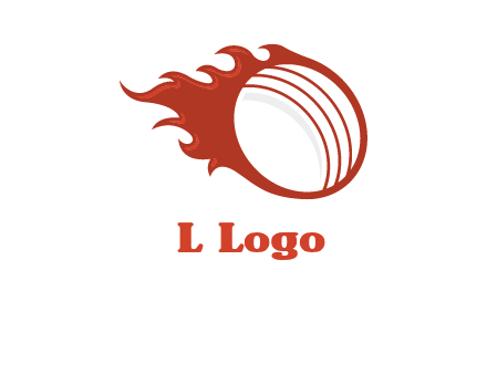 cricket ball fire sports logo